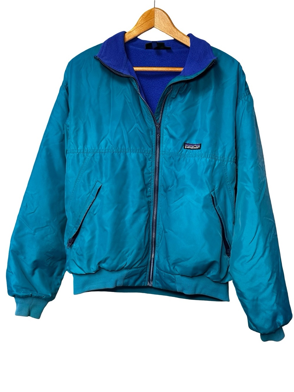 VTG Patagonia Jacket Made in USA Blue Fleece Lined Nylon Jacket Large Full Zip